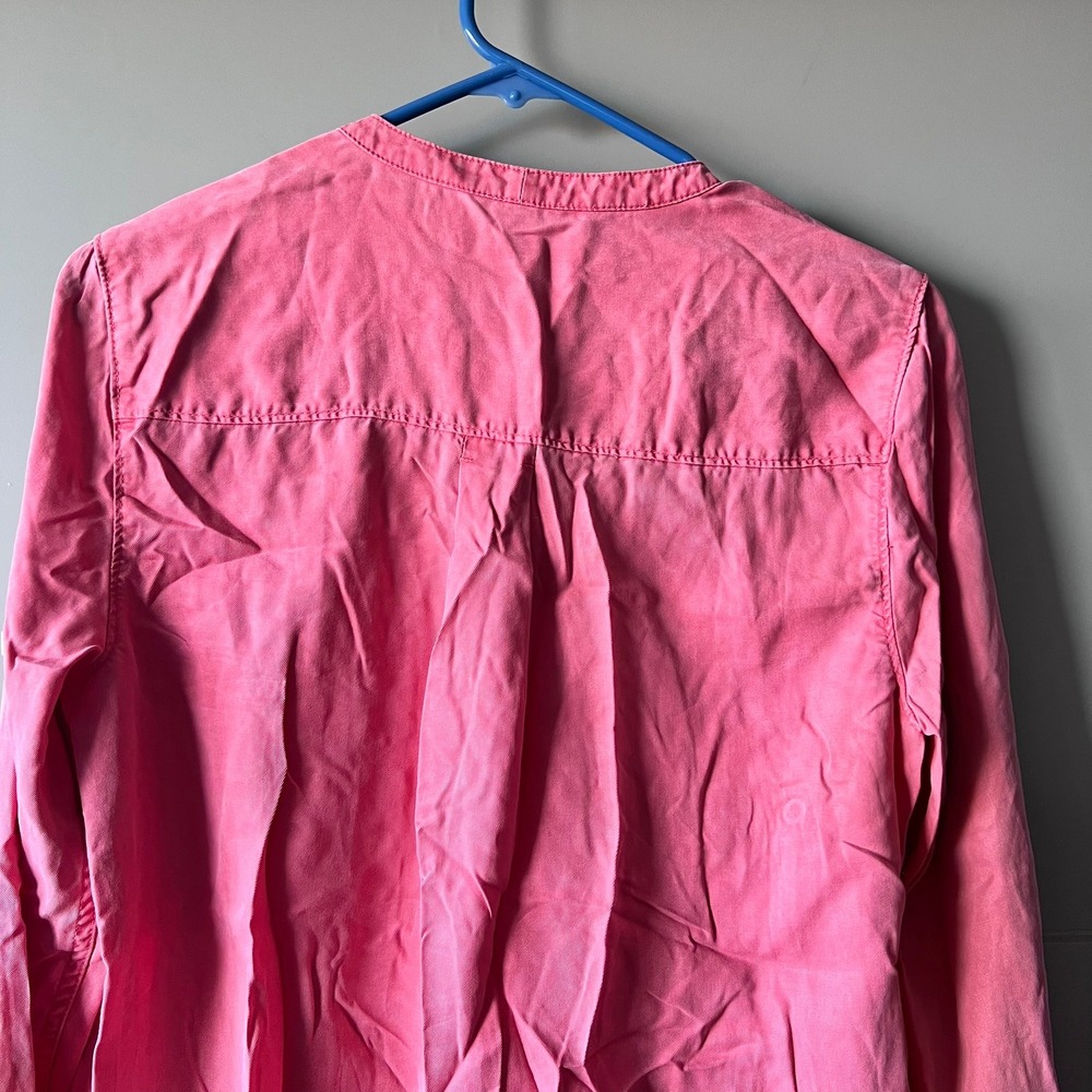 Tommy Bahama Pink Band Collar Roll Tab Sleeve Button Down Shirt Women S Tencel - Picture 8 of 15